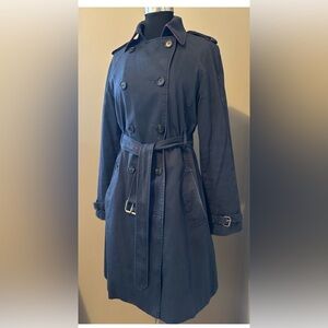 Hunter Navy Blue Double-Breasted lined Trench Coat with Belt sz 6